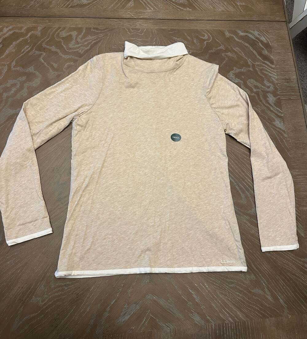 L.L. Bean Women's Long Sleeve Cotton Mock Turtleneck Shirt Size Small